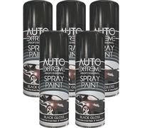 5 x 400ML Black Spray Paint Gloss Finish for All Purpose Non Crack