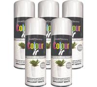 5 x 400ml Brilliant White Gloss Finish Spray Aerosol Van Car Bike