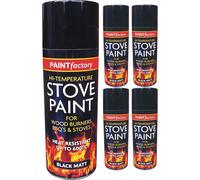 5 x 400ml HeatResistant Black Spray Paint Stove Exhaust Hi Temperature