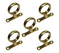 5 x 42mm Die Cast Schoolboard Pipe Clips Wall Bracket Screw-On Brass