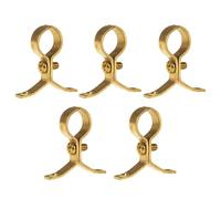 5 x 42mm Schoolboard Pipe Clips Pressed Brass Screw-On Brackets