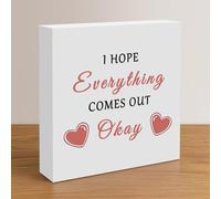 5 x 5 Inch Funny Bathroom Wood Sign I Hope Everything Comes out Okay Desk Decorative Wooden Sign Home Living Room Decor for Desk Table Shelf Farmhouse Bathroom Decor
