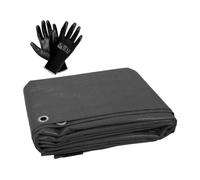 5 x 5 m Tarpaulin Cover - Grey 200GSM - Waterproof, Weatherproof, Frost-Resistant, UV Protection, Multipurpose, Universal Groundsheet and Pair of Work Gloves
