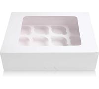 5 x 6 Hole White Cupcake Boxes with Window and Inserts Bakery Boxes Cake Box Holders for Desserts, Pastries, Cookies, Small Cakes, Candy, Pies & Gifts
