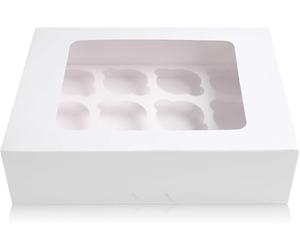 5 x 6 Hole White Cupcake Boxes with Window and Inserts Bakery Boxes Cake Box Holders for Desserts, Pastries, Cookies, Small Cakes, Candy, Pies & Gifts