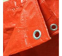 5 x 6 m Orange Tarpaulin Waterproof Heavy Duty Tarp Sheet Cover, Groundsheet - Waterproof, Weatherproof, Frost-Resistant, UV Protection, Universal, Multipurpose, Reinforced Eyelets