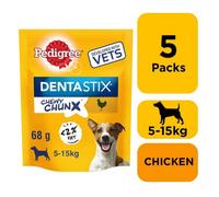 Pedigree Dentastix Chewy Chunx Mini Adult Small Dog Treats Chicken 68g (Pack of 5)