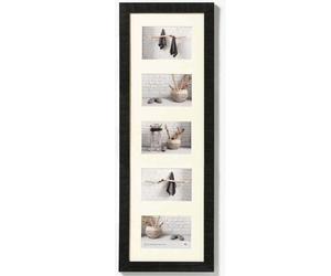 5 x 6x4inch Black Wooden Picture Frame - 28x9 inch Walther Home