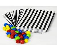 5" x 7" Black Candy Striped Sweet Paper Bags | Pack of 300 | Wedding Buffet Favour Cake Gift Pick n Mix Shop