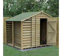 5x7 Forest 4Life Overlap Windowless Apex Shed with Lean to - 5 x 7 Forest 4Life Overlap Windowless Apex Wooden Shed with Lean to - With Installation o