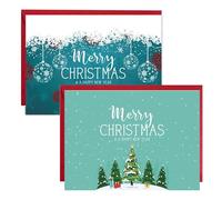 5 x 7 Inch Christmas Greeting Cards Assortment With Envelopes Gold Foiling Xmas Tree Cards - Gold Christmas Tree Merry Christmas Cards For Friends , Family and Loved Ones 25 Sets (blue and green)