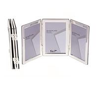 5 x 7-inch Silver Flat Edge TRIPLE PORTRAIT Photo Frames - Velveteen Backing - Tarnish Resistant (5 x 7-inch)