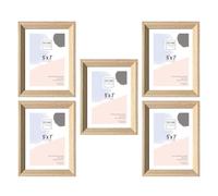 5 x 7 Inches Wooden Effect Photo Frame with High Clarity Glass Front Panel Freestanding and Wall Mountable Display Picture Gallery Frames For Home, Office Wall Decoration 12cm x 17cm (5)