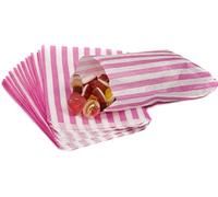 5" x 7" Pink Candy Striped Sweet Paper Bags | Pack of 50 | Wedding Buffet Favour Cake Gift Pick n Mix Shop