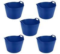 5 x 75L Litre Robust Versatile Multipurpose Extra Large Flexi Tub Garden Home Flexible Plastic Storage Container Bucket Flex Tub- MADE IN UK (Blue)