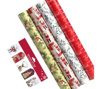 5 x 7M Christmas Traditional Wrapping Paper roll 70CM Large Wrap to Pack Presents With 20 Gift Tags (35m)