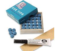 5 X 9.5mm Tweeten BLUE KNIGHT Leather Snooker Pool Cue Tips - FREE Sandpaper