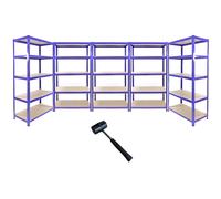 5 x 90cm Blue Warehouse Storage Bays / Garage Shed Shelving /