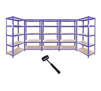 5 x 90cm Blue Warehouse Storage Bays/Garage Shed Shelving/Utility Rack + FREE Rubber Mallet