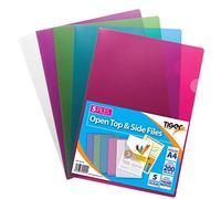 5 x A4 Gloss Coloured Plastic Open Top & Side Report File Project Cover Files