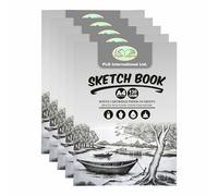 5 x A4 Sketchbooks - 50 Premium Sheets 130gsm White Cartridge Smooth and Thick Paper Art Staple Bounded Sketchpad for Artists, Drawing, Sketching, Illustration- Ideal for School Students, Studio, Home