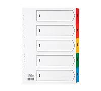 5 x A4 Strong 5 Part Numbered Ring Binder File Index Dividers