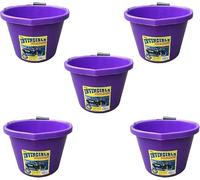 5 X Airflow Heavy Duty Invincible Builders Bucket - 3 Gallon/15 Litre - Strong Handle&Calibrated Markings - Multi-Purpose Mixing, Gardening,Farm&Construction Use-Pack of 1 to 5-Multi Colours_Purple