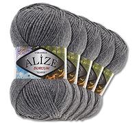 5 x Alize 100 g Burcum Classic Wool (Dark Grey Melange 196)