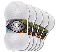 5 x Alize 100 g Burcum Classic Wool (White 55)