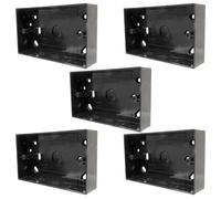 5 x Black Pattress Box Double 32mm PVC Surface 2 Gang with Lnockouts for 20mm Conduit and 25x16mm Mini Trunking