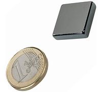 5 x Block Magnet 20 x 20 x 5mm Neodymium N45 (NdFeB) Nickel - Force (Strength): 6,0 kg - 5 pieces - Strong Rectangular Magnets for Fridge Whiteboard Magnetic Notice Board