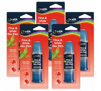 5 x Bostik Glue Pen with Dual Fine & Wide Tip Applicators for Art, Crafts, School & Scrapbooking | Clear Transparent Gel, Non-Toxic | 140ml in Total