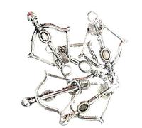 5 x Bow and Arrow Charms, Silver coloured. 3cm x 2cm. Great for Jewellery making, Keyrings and all Arts and Crafts We have a range of similar products.