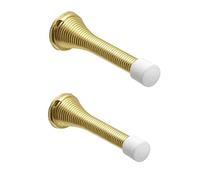 5 x Brass Spring Door Stop Stops Stopper Gold Doorstop Inc Fixings & Screws
