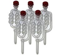 5 x Bubbler Airlocks with Red Dust Caps for Homebrew