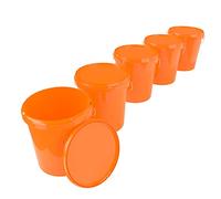 5 x Bucket with Lid, 16 Litres, Orange, Food-Safe, Airtight and Stable, Empty Bucket with Handle and Closure Lid for Food, Chemistry, Wall, Paint, Washing Powder, Adhesives