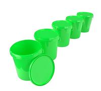 5 x buckets with lid, 16 litres, green, food-safe, airtight and stable, empty bucket with handle and closure, lid for food, chemistry, wall, paint, washing powder, adhesives
