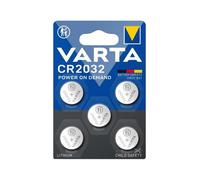 5 x button cell Varta CR2032 batteries lithium 3V power on demand 5 pieces