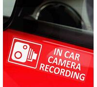 5 x C20WE External Small in Car Camera Recording Stickers Window Revese CCTV Sign Van Lorry Truck Taxi Bus Mini Cab Minicab Decals Tinted Blacked Out Windows Go Pro Dashcam 87x30mm White on Clear