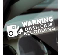 5 x C29W Stickers Warning Dash Cam Recording Vehicle Reverse Signs Camera Security Dashcam Window CCTV Car Van Truck Taxi Mini Cab Bus Coach White on Clear 75x25mm