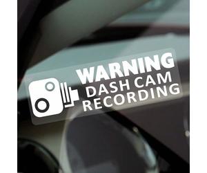 5 x C29W Stickers Warning Dash Cam Recording Vehicle Reverse Signs Camera Security Dashcam Window CCTV Car Van Truck Taxi Mini Cab Bus Coach White on Clear 75x25mm