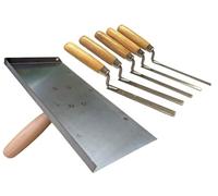 5 x Carbon Steel Pointing Finger Trowels + Stainless Brickwork Hawk Set, Jointing Brick Gaps Fill Fix Repair Tools DIY (SH5FT)