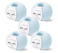 5 x Cashmere and Merino Wool Extra Fine Knitting Yarn Cat's Wool, Vip Line, 250 g, 1000 m, (Blue - 4010, 5)