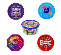 5 x Chocolate Tubs ASSORTED PACK 1 EACH Of Celebrations, Roses, Heroes and Quality Street, Swizels Sweet Shop Favourites Sharing Tub Perfect For Christmas