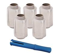 5 x Clear Mini Pallet Stretch Wrap with Dispenser Cling Film Refill Rolls 100mm x 150M Moving Supplies Pallet Box Shipment Wrapping