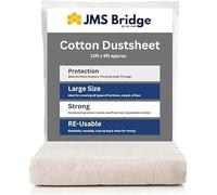 5 x Cotton Dust Sheets 12ft x 9ft (3.6m x 2.7m) Heavy Duty Washable & Reusable Drop Cloths Painting & Decorating Sheets for Furniture, Floors & Stairs - DIY Protection for Home Renovation
