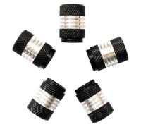 5 x Crossed Car/Bike Dust/ Valve Caps Black & Silver Metal