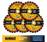 5 x DeWalt DT10624 165mm x 20mm 24T Elite Cordless Circular Saw Blade