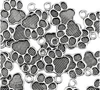 5 x Dog Paw Metal Charms. These are great for jewellery, keyrings, earrings ect. Each charm is 1.5cm x 1cm We have a range of similar products.