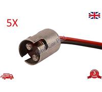 5 x Double Contact Bayonet Light Bulb Socket Holders - Plastic Wired BA15S, P21W